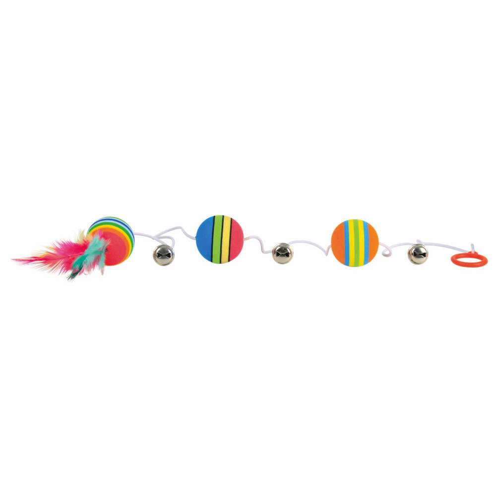 Игрушка для кошек Trixie Мячики радужные на резинке, 3,5 см