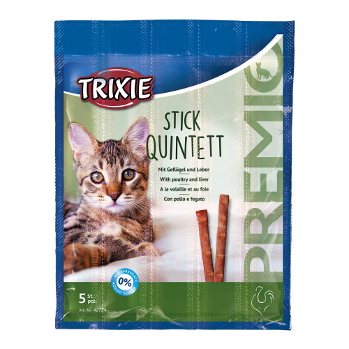 Ласощі для кішок Trixie Premio Quadro-Sticks домашній птах/печінка 5 х 5 г