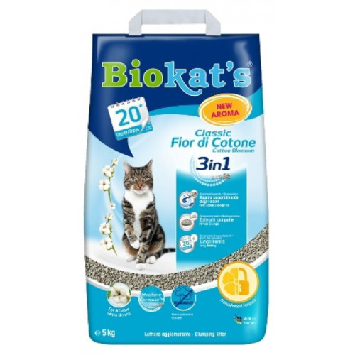 Biokats Classic Fior de Cotton 3in1 комкующийся наполнитель для кошачьего туалета 5 кг