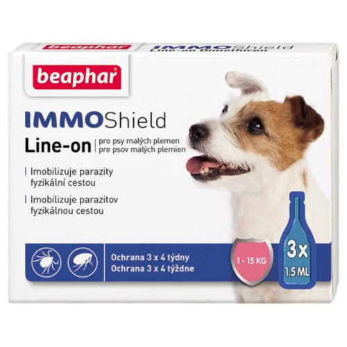 Капли от блох и клещей Beaphar IMMO Shield для собак от 1 до 15 кг 3 пипетки