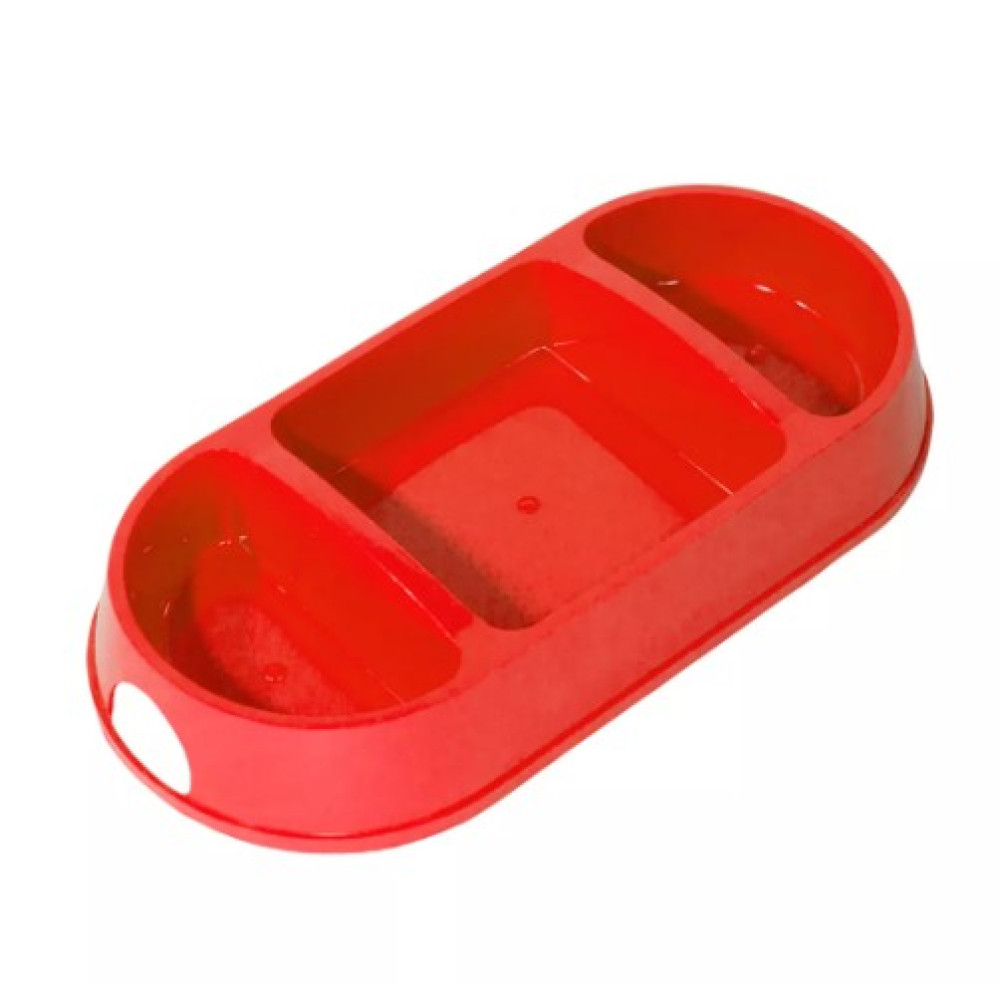 Миска тройная "Lucky Pet" пластиковая, 200+250+200мл Red