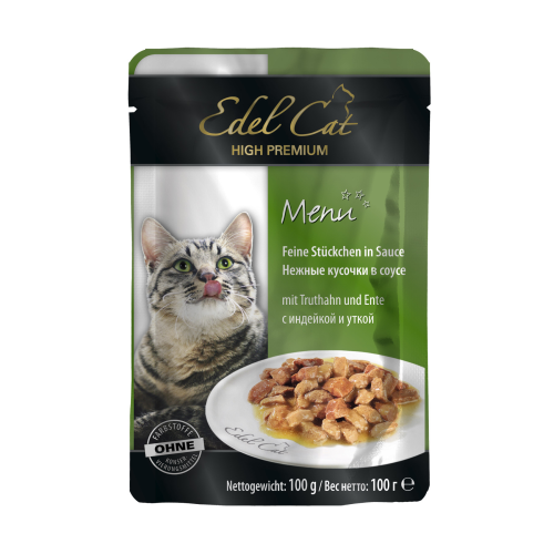 Вологий корм для кішок Edel Cat з індичкою та качкою в соусі 100 г