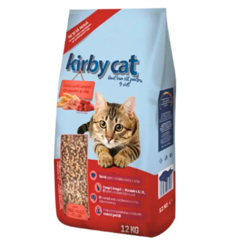 Полноценный сухой корм для кошек KIRBY CAT 12 кг (курица и говядина)