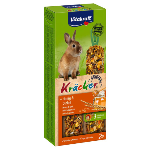 Ласощі для кроликів Vitakraft (мед та спельта) «Kracker Original + Honey & Spelt» 100 г/2 шт.