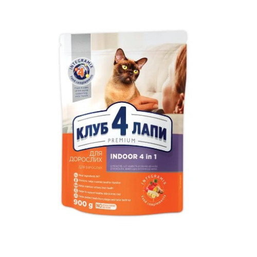 Сухий корм для кішок, що живуть у приміщенні Club 4 Paws Premium Indoor 4 в 1 (курка) 900 (г)