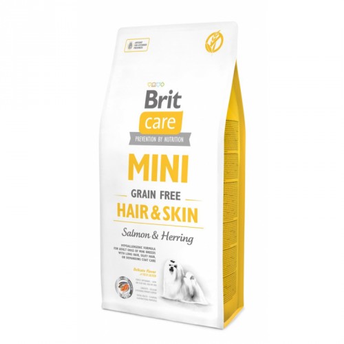 Сухой корм Brit Care Mini Grain Free Hair & Skin для взрослых собак миниатюрных пород с лососем 2 кг