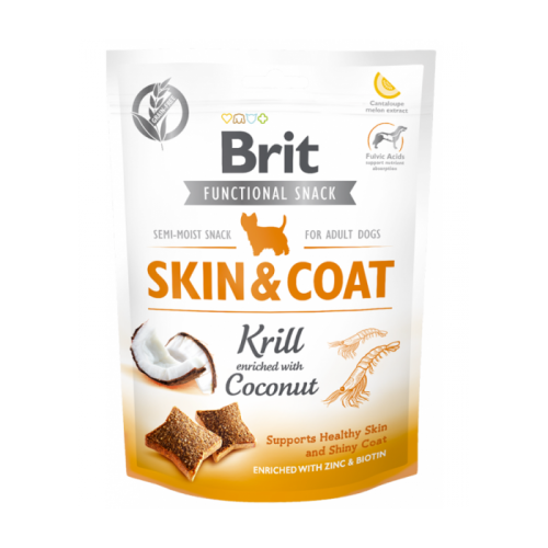 Ласощі для собак Brit Care Dog Functional Snack Skin&amp;Coat Krill з мʼясом криля для шкіри та вовни 150 г