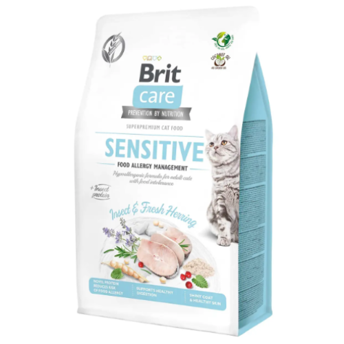 Сухой корм для кошек с пищевой непереносимостью Brit Care Cat GF Insect 400 г (насекомые и рыба)