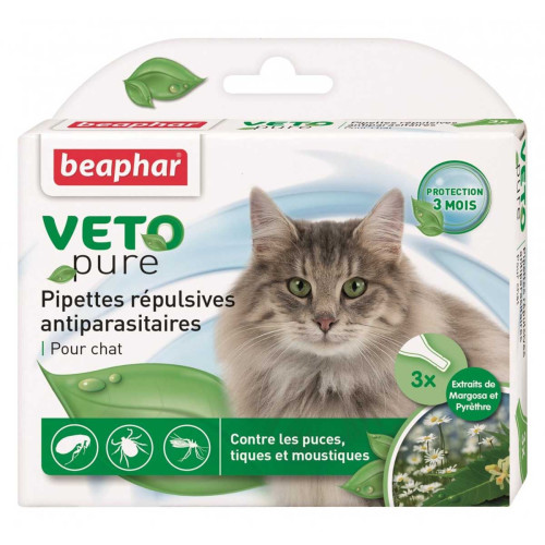 Капли от блох, комаров и клещей Beaphar Bio Spot On Veto pure для кошек 3 шт