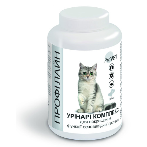 Витаминно-минеральная добавка для котов ProVET Профилайн Уринари Комплекс для улучшения функции мочевыводящей системы 180 таблеток