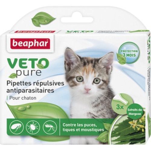 Капли от блох, комаров и клещей Beaphar Bio Spot On Veto pure для котят 3 шт