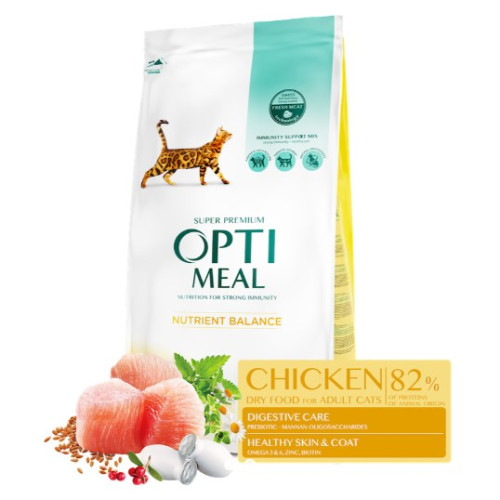 Сухий корм для дорослих кішок Optimeal (курка) 10 (кг)