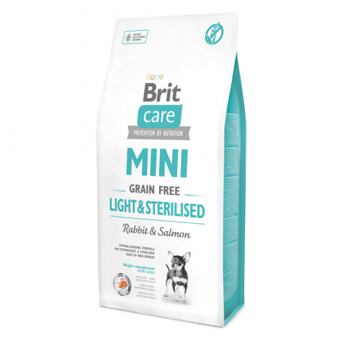 Сухой корм Brit Care Mini Grain Free Light & Sterilised для взрослых собак миниатюрных пород с избыточным весом или стерилизованных 7 кг