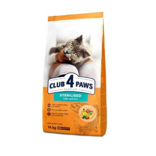Сухий корм для стерилізованих кішок Club 4 Paws Premium 14 кг (лосось)