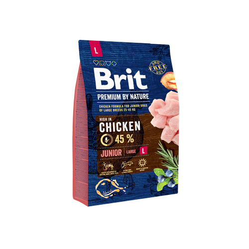 Сухой корм Brit Premium Dog Junior L для щенков и молодых собак крупных пород со вкусом курицы 3 кг