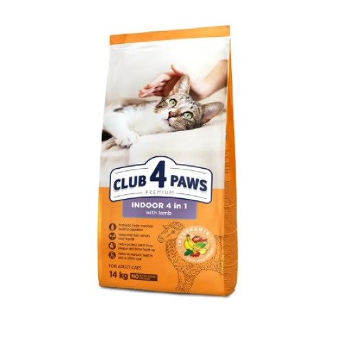 Сухой корм для кошек живущих в помещении Club 4 Paws Premium 14 кг (ягненок)