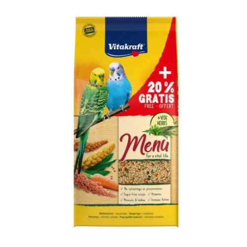 Корм для хвилястих папуг Vitakraft «Premium Menu» 1 кг + 20 %