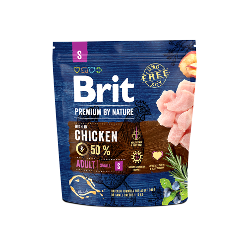 Сухой корм Brit Premium Dog Adult S для взрослых собак мелких пород со вкусом курицы 1 кг