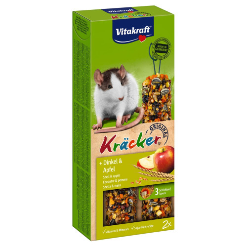 Ласощі для щурів Vitakraft "Kracker Original + Spelt & Apple" 112г/2шт.