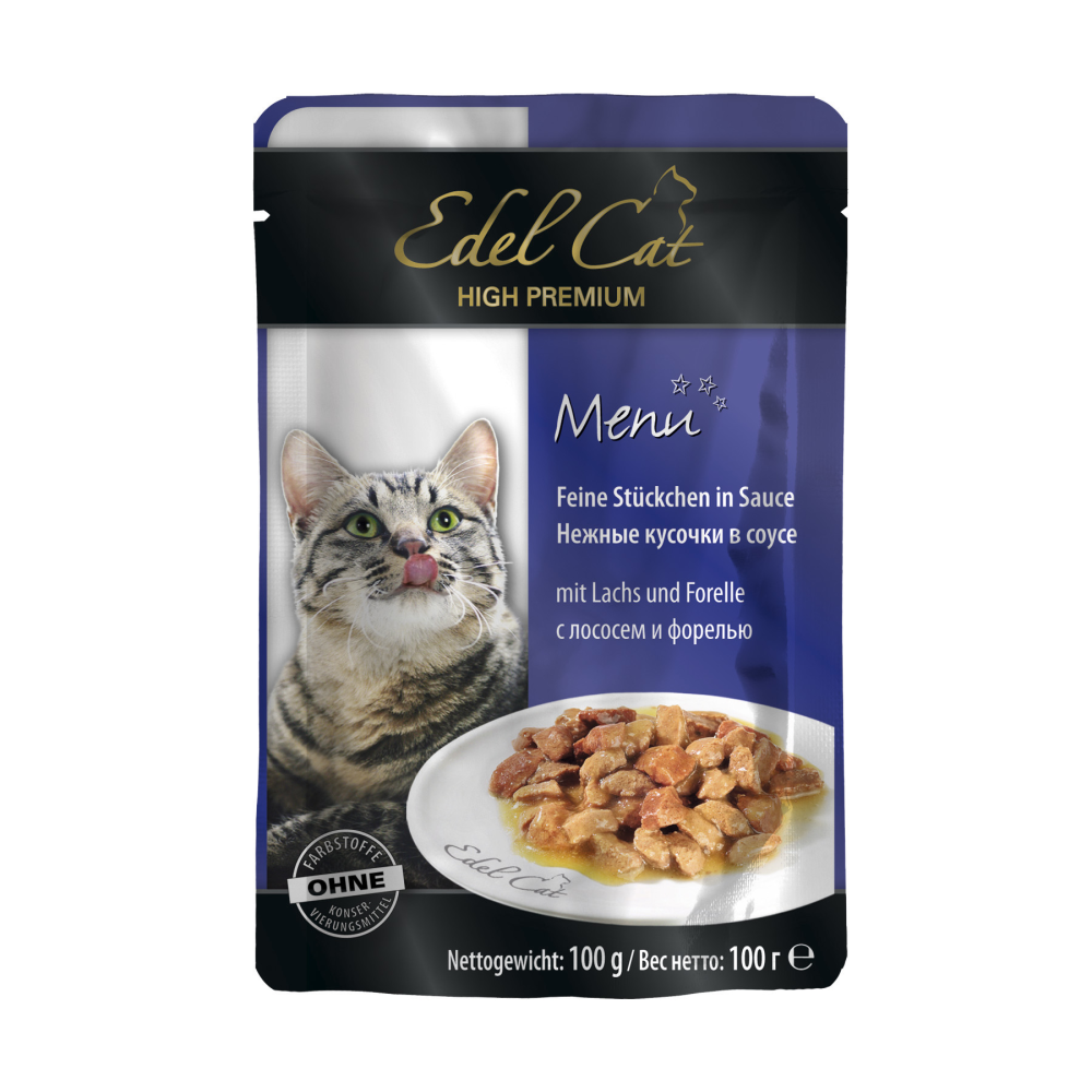 Влажный корм для кошек Edel Cat с лососем и форелью в соусе 100 г