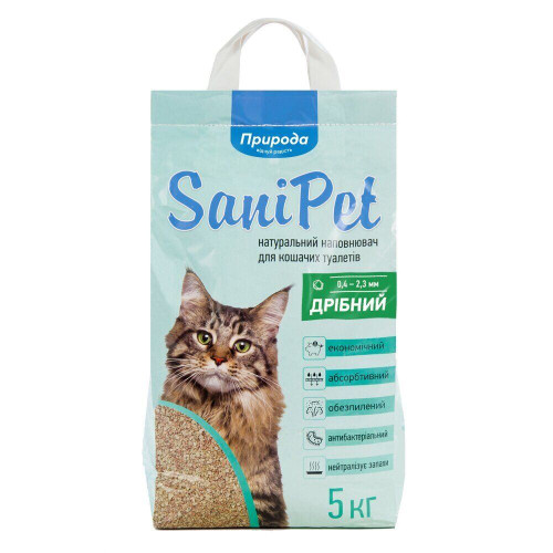 Наповнювач бентонітовий для котячого туалету дрібний Sani Pet 5кг.