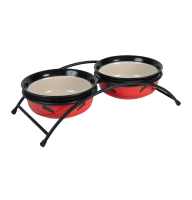 Подставка с красными мисками из керамики для кошек Trixie Eat on Feet 300 мл