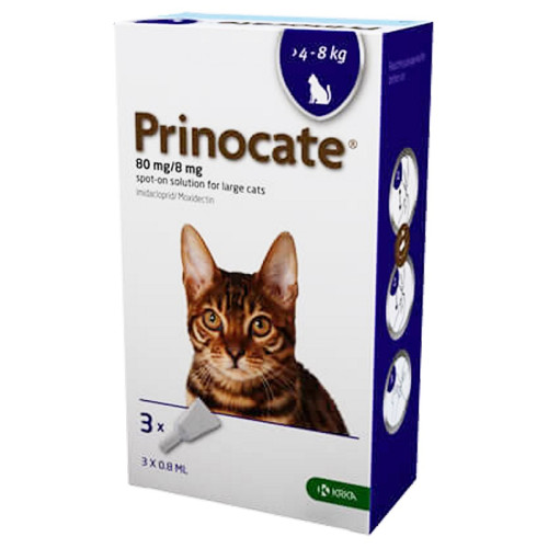 Препарат Принокат KRKA краплі спот-он для котів від бліх від 4 до 8 кг, 80/8 мг, 0,8 мл №3