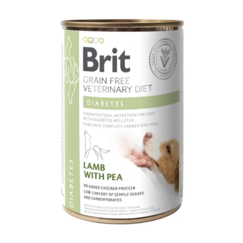 Влажный корм для собак Brit VetDiets Diabetes с заболеванием сахарным диабетом, 400 г (ягненок и горошек)