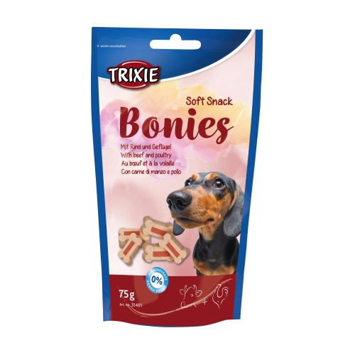Ласощі для собак Trixie Soft Snack Bonies з яловичиною та індичкою 75 г