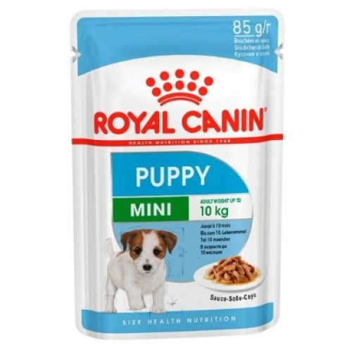 Влажный корм Royal Canin Mini Puppy для щенков мелких пород до 10 месяцев (кусочки в соусе), 12х85г