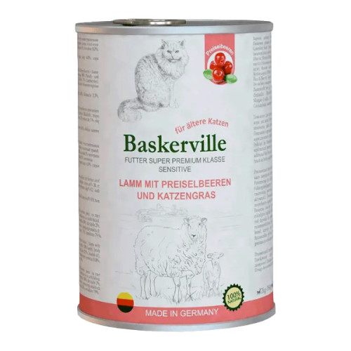 Консерва для кошек Baskerville (Баскервиль) Holistic ягненок, клюква и кошачья мята 400 г.
