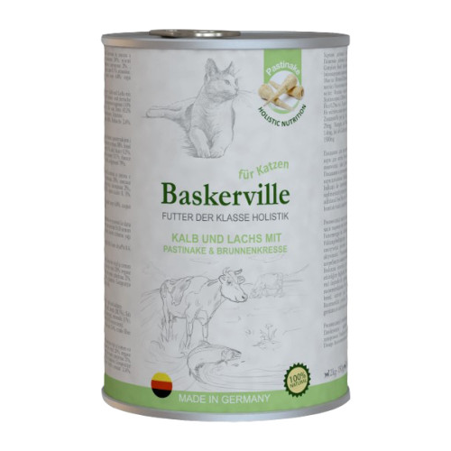 Консерва для кішок Baskerville (Баскервіль) Holistic телятина, лосось та пастернак 400 г.