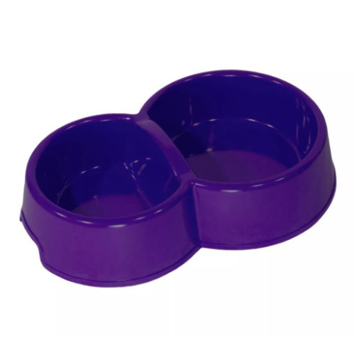 Миска двойная пластиковая №2 "Lucky Pet" для животных, 200+300 мл purple