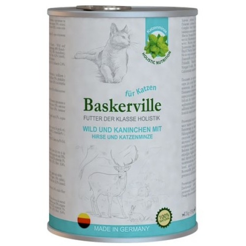 Консерва для кішок Baskerville (Баскервіль) Holistic оленина, кролик з котячою м'ятою 400 г.