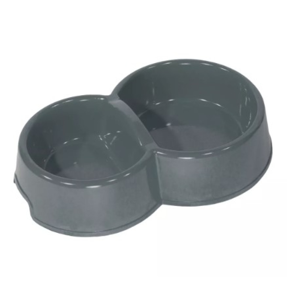 Миска двойная пластиковая №3 "Lucky Pet" для животных, 375+550 мл Gray