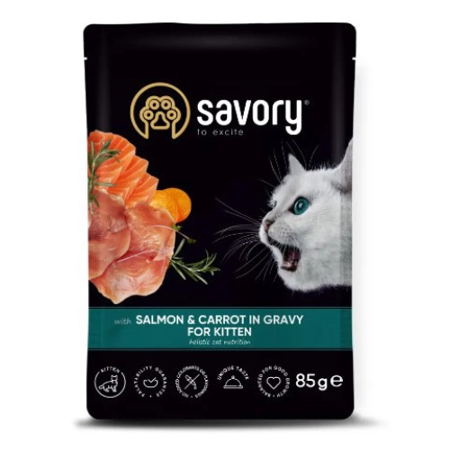 Вологий корм для кошенят Savory 85 г зі смаком лосося та моркви