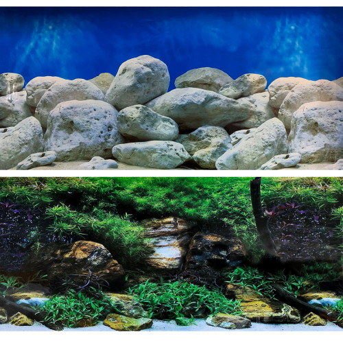 Фон для аквариума Marina двусторонний камни/растения 10 x 60 см