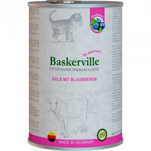 Консерва для кошенят Baskerville (Баскервіль) Holistic телятина з чорницею 400 г.