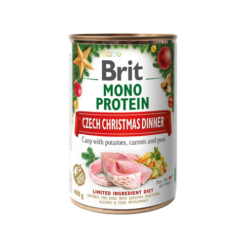 Вологий корм для котів Brit Care Dog Monoprotein Різдвяна консерва 400 г (карп і картопляний салат)