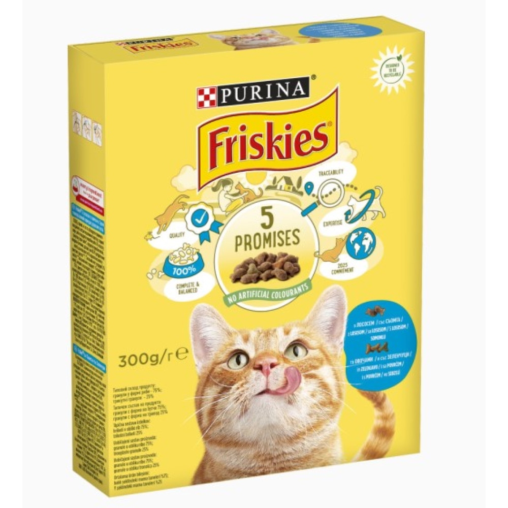 Сухой корм Friskies для взрослых кошек с лососем и овощами 300 (г)