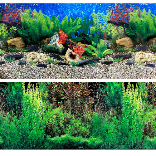 Фон для аквариума Marina двусторонний река/растения 10 x 50 см