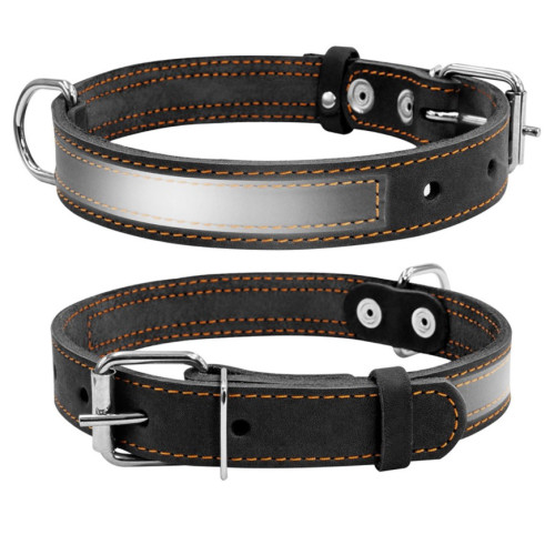 Ошейник для собак Collar со светоотражающей лентой 25 мм 38-50 см Черный