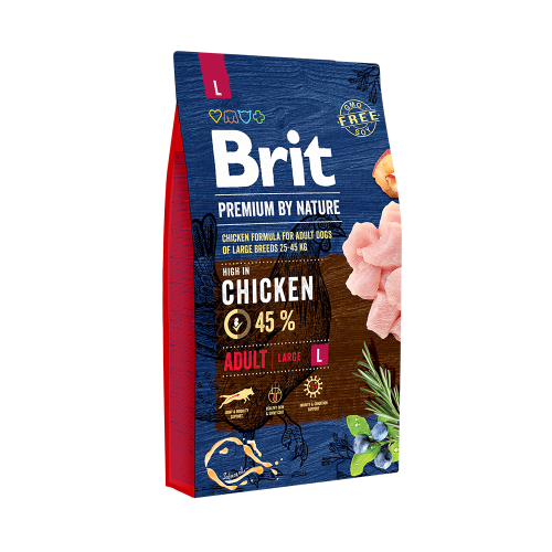 Сухой корм Brit Premium Dog Adult L для взрослых собак крупных пород с мясом курицы 8 кг