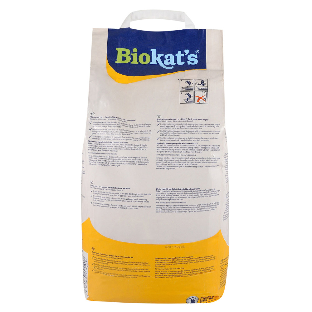 Biokatʼs Classic 3in1- наповнювач, що комкується, для котячого туалету