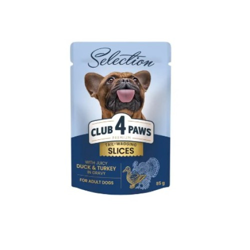 Вологий корм для дорослих собак малих порід Club 4 Paws Premium Selection pouch 12 шт по 85 г (качка та індичка у соусі)