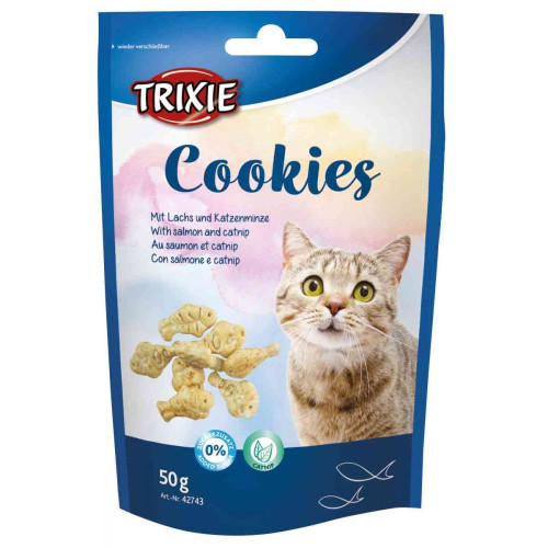 Печиво для кішок Trixie Cookies з лососем та котячою мʼятою 50 г