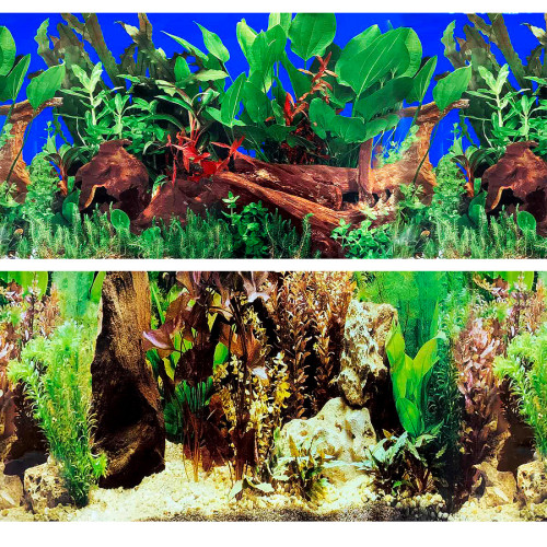 Фон для аквариума Marina двусторонний река/растения 10 x 40 см
