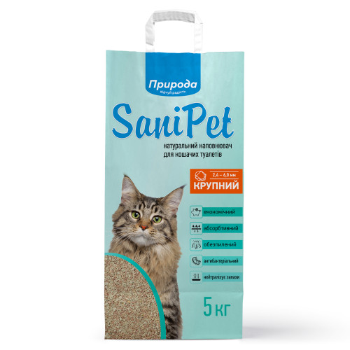 Наполнитель бентонитовый для кошачьего туалета крупный Sani Pet 5кг.