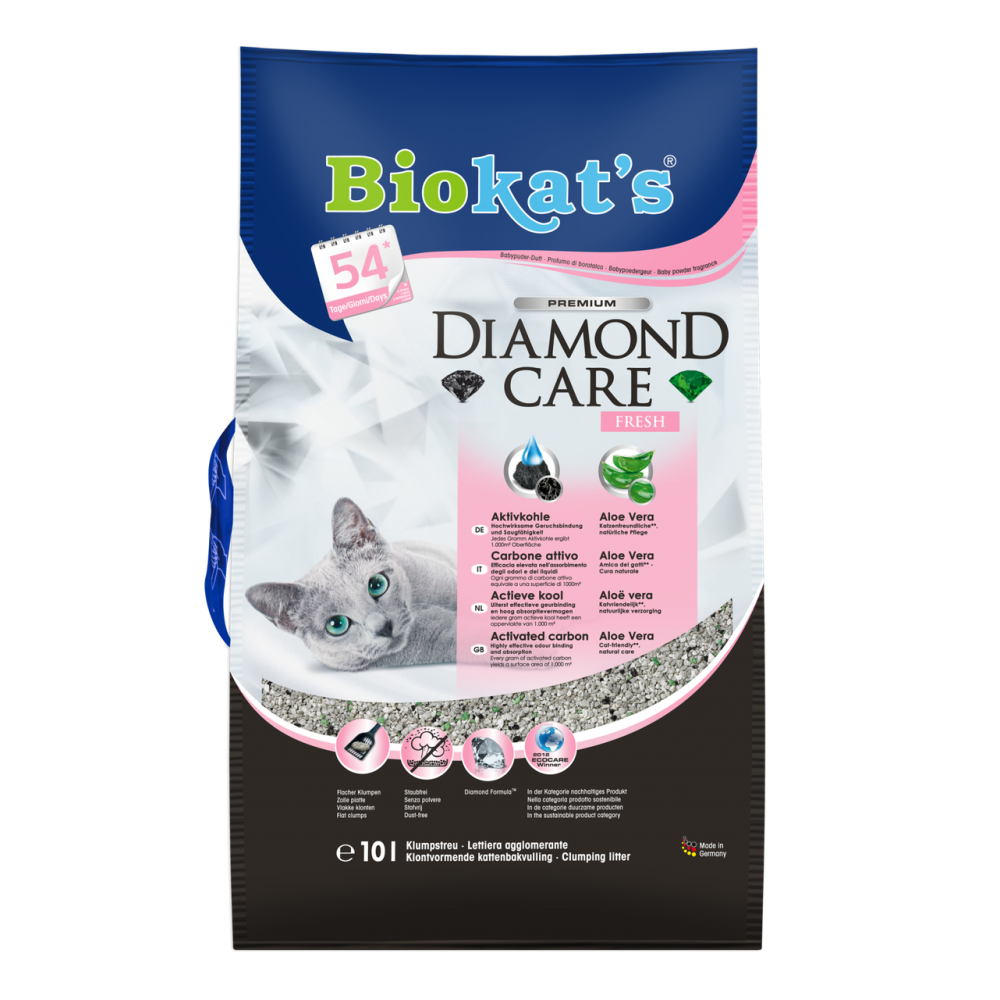 Biokatʼs Diamond Care Fresh - наповнювач, що комкується, з активованим вугіллям, з ароматом