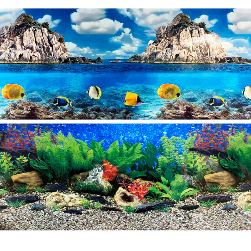 Фон для аквариума Marina двусторонний Фиджи/река 10 x 40 см